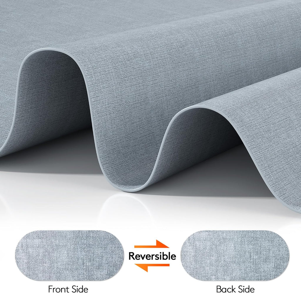 DOLOPL Placemats Set of 6, Oval Reversible Wipeable & Heat Resistant Place Mats, Modern Faux Leather Table Mats for Kitchen, Neutral Tablemats for Dining Table Decor, Wedding, Party(Dusty Blue)