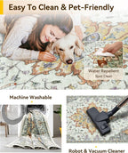 RELEANY Washable Area Rug, Small 2'x4', Water Repellent, Pet Friendly, Vintage - Image 4