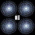 Techip 4 Pcs 225LED Battery Operated Fairy Lights With Remote - Indoor Outdoor Hanging Decor for Wedding, Bedroom, Patio, Garden, Christmas, Halloween (Cool White, 4pcs)