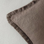 MIULEE Boho Linen Fringe Decorative Fall Throw Pillow Covers Coffee 20x20 | Set - Image 3