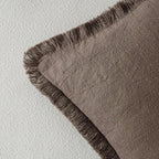 MIULEE Linen Fringe Decorative Fall Euro Throw Pillow Covers Coffee 24x24 | Set - Image 3