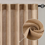 MIULEE Brown Linen Curtains 52x90 Inches Long - Image 2