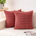 Pack of 2 Corduroy Decorative Throw Pillow Covers 16x16 Inch, Cranberry Red | by Unknown