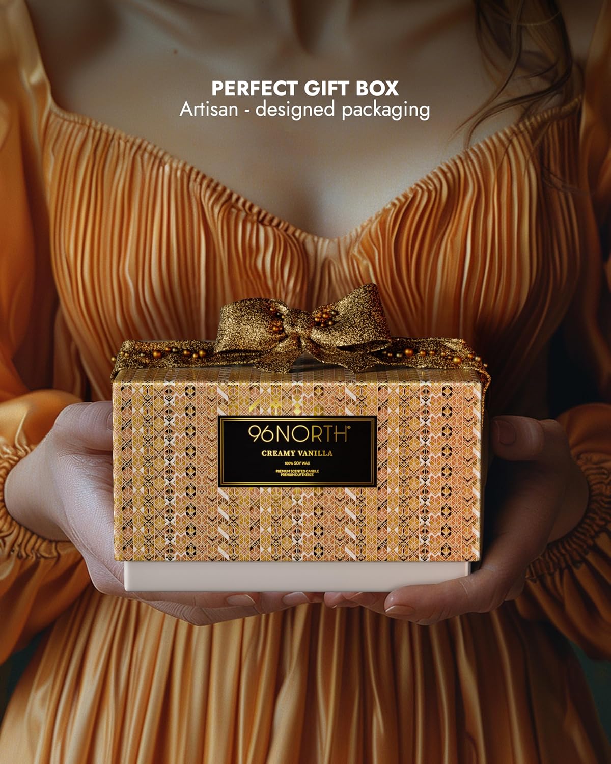 96NORTH Creamy Vanilla Scented Candles | Large 3 Wick Jar Candle | Up to 40 Hours Burning Time | 100% Natural Soy Wax | Relaxing Scented Candle for Home | Gift-Ready Luxury Candle for Men & Women