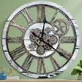 HOIBAI Large Wall Clock, Wall Clocks for Living Room Decor 36 Inch Farmhouse Vintage Rustic Kitchen Wall Decor Vintage Roman Oversized Wall Clock for Home Bedroom House, Moving Gears Clock