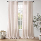 Natural White Linen Curtains 96 Inches Long by Nanspring