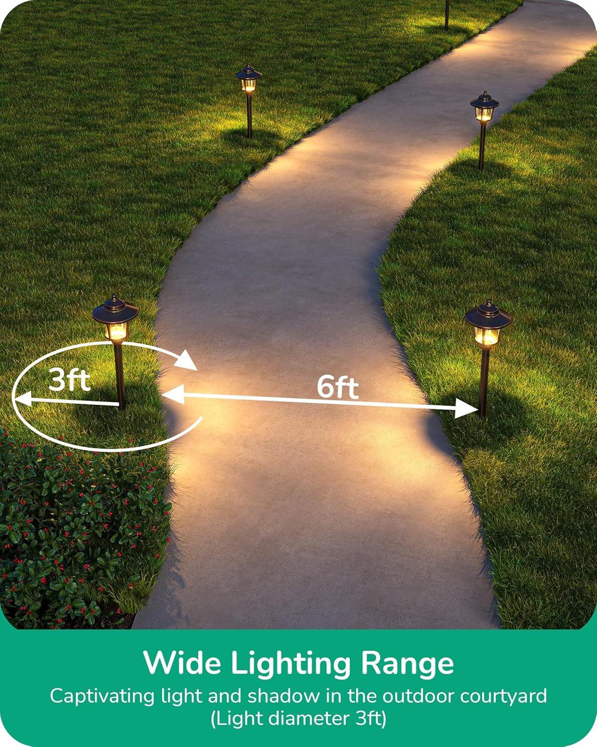 EDISHINE Low Voltage Landscape Lighting, 12V 3W 120LM 3000K Seed Glass Outdoor Landscape Path Lights with Connectors, ORB Waterproof Electric LED Pathway Light Wired for Walkway Garden Yard, 4 Pack