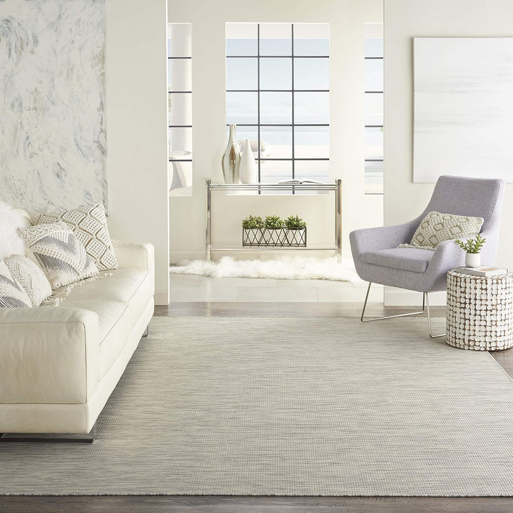 Nourison Positano Indoor/Outdoor Light Grey 10' x 14' Area Rug, Easy Cleaning, Non Shedding, Bed Room, Living Room, Dining Room, Backyard, Deck, Patio (10x14)