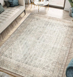 Keen Home Design 8x10 Rug - Machine Washable Area Rug with Non-Slip Backing, Ideal for Living Room, Dining Room, Bedroom - Vintage, Easy Clean, Durable, Low Pile Rug - (8' x 10')