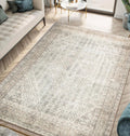 Keen Home Design 9x12 Rug - Machine Washable Area Rug with Non-Slip Backing, Ideal for Living Room, Dining Room, Bedroom - Vintage, Easy Clean, Durable, Low Pile Rug - (9' x 12')