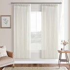 Semi Sheer Linen Pinch Pleat Curtains Cream Ivory 72 Inches Long 50Wx72L | by Twodrapes