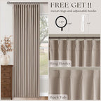 Burlywood Birch Pinch Pleated Blackout 102 Inch Linen Curtains Dual Layer | - Image 4