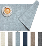 DOLOPL Placemats Set of 8, Reversible Wipeable & Heat Resistant Place Mats, Modern Faux Leather Table Mats for Kitchen, Neutral Waterproof Tablemats for Dining Table Decor, Wedding, Party(Dusty Blue)