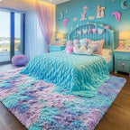 8x10 Area Rug, Cute Kawaii Purple Rainbow Rug - Image 5