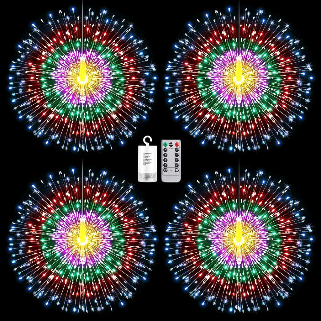 Techip 4Pcs Multicolor String Lights - 225LED Copper Wire Hanging Lights with Remote, 8 Modes, Waterproof for Wedding & Christmas Decorations