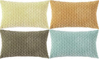 Set of 4 Yellow Olive Aqua Decorative Throw Pillow Covers 12x20 Inch Corduroy by Cozoomy