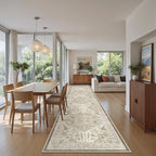 Madane Hallway Runner Rug 2'6''x16' Kitchen Runners Vintage, Ivory/Brown | Long - Image 2