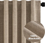 Topfinel Taupe Burlap Linen Blackout Curtains & Drapes 86 Inch Length 2 Panels - Image 9