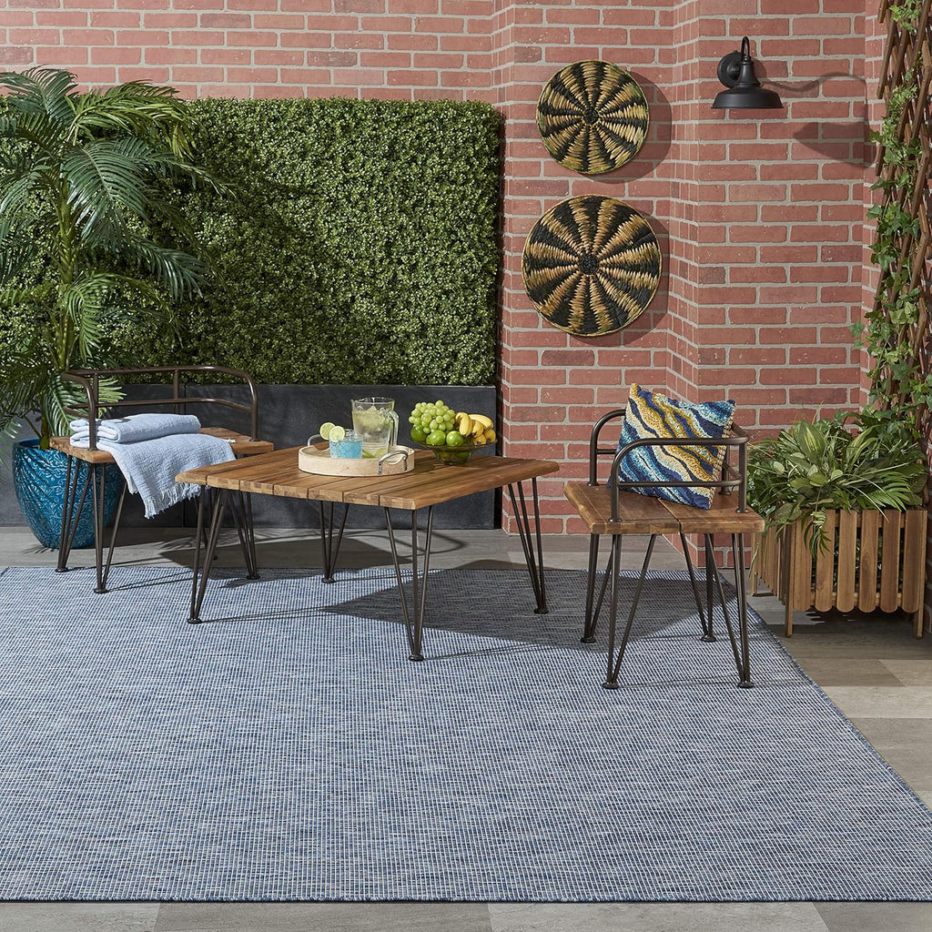 Nourison Positano Indoor-Outdoor Navy Blue 5' x 7' Area Rug, Easy Cleaning, Non Shedding, Bed Room, Living Room, Dining Room, Backyard, Deck, Patio (5x7)