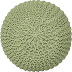 REDEARTH Round Pouf Foot Stool Ottoman - Cotton Knitted Cord Boho Pouffe - Cable Poof Filled Footrest Stuffed for Living Room - Nursery - Bedroom - Patio - Lounge (19.5"x19.5"x14") - Kiwi