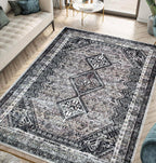 Keen Home Design 4x6 Rug - Machine Washable Area Rug with Non-Slip Backing, Ideal for Living Room, Dining Room, Bedroom - Vintage, Easy Clean, Durable, Low Pile Rug - (4' x 6')