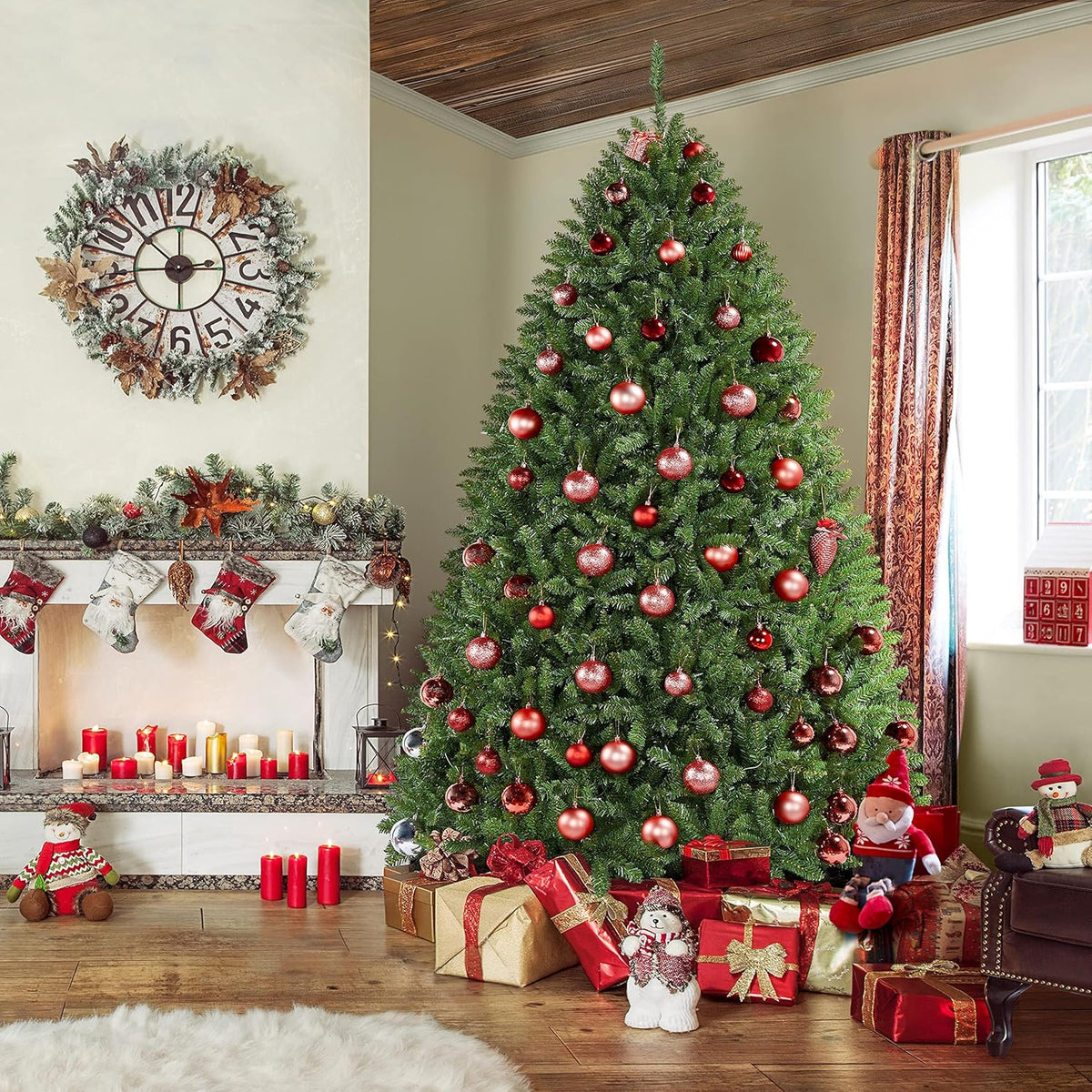 Yaheetech 6ft Premium Unlit Douglas Full Fir Christmas Tree with Foldable Stand Etra Thick Xmas Tree for Home Party Holiday Decoration with 1614 Branch Tips