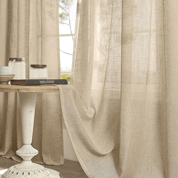 Brown Linen Curtains 90 inch for Bedroom, Soft Thick Light Filtering Boho - Image 8