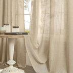 54 Inch Semi Sheer Linen Curtains 2 Panels Set, Light Filtering Bedroom Window - Image 8