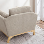 Large-Sized Accent Chair, Thick Cushion Bedroom Reading Chair, Comfortable Living Room Single Sofa， Boucle Camel