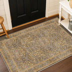 Vintage Gold Brown Entryway Rug, 3x4 Washable Area Rugs by HazoHaus