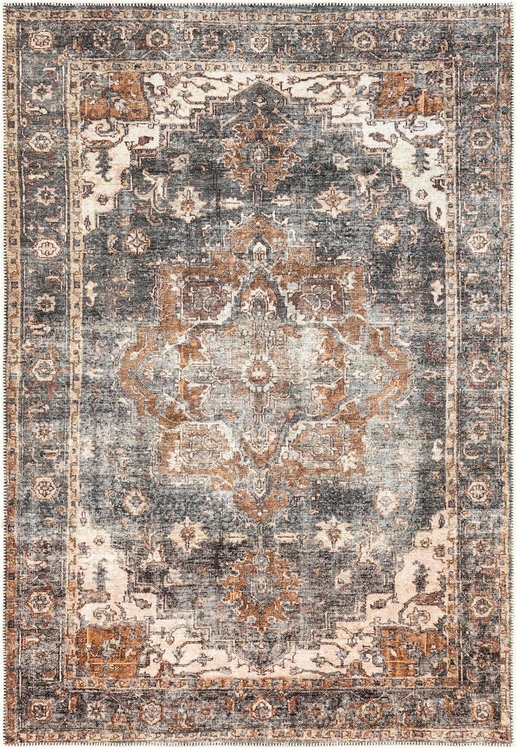 Keen Home Design 10x14 Rug - Machine Washable Area Rug with Non-Slip Backing, Ideal for Living Room, Dining Room, Bedroom - Vintage, Easy Clean, Durable, Low Pile Rug - (9'7" x 14')