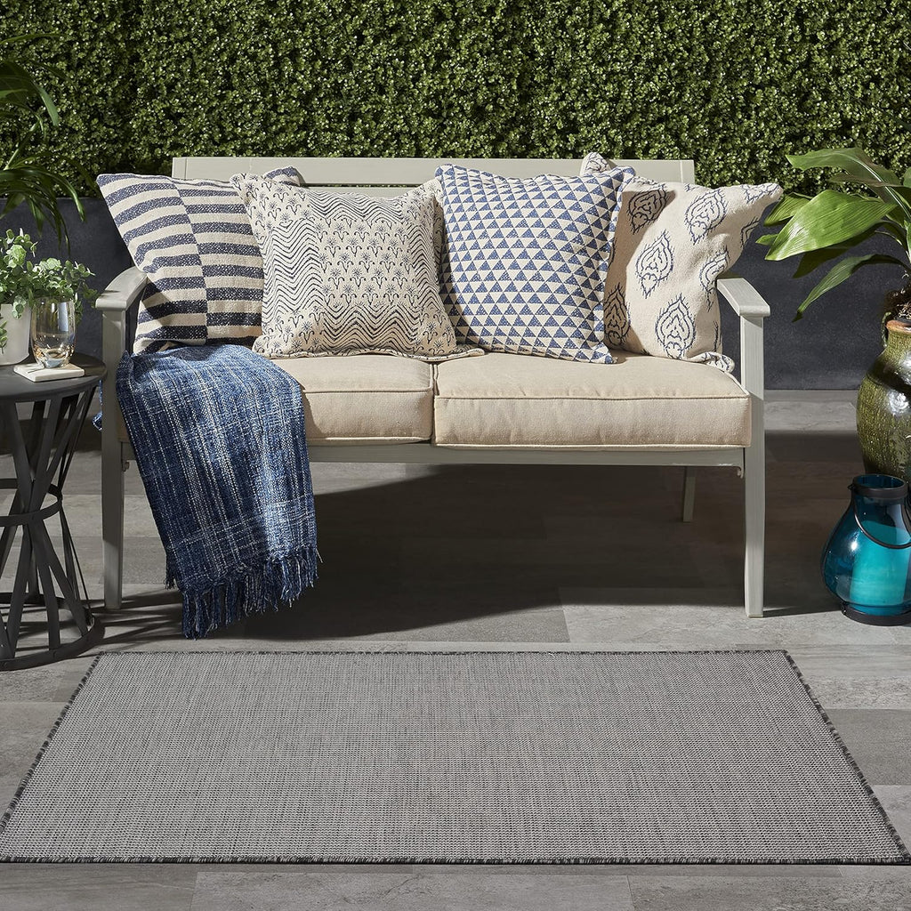 Nourison Positano Indoor/Outdoor Charcoal 3' x 5' Area Rug, Easy Cleaning, Non Shedding, Bed Room, Living Room, Dining Room, Backyard, Deck, Patio (3x5)