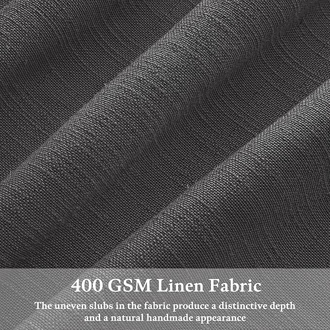 90 Inch Charcoal Gray Pleated Linen Light Filtering Memory Trained Curtains | - Image 3