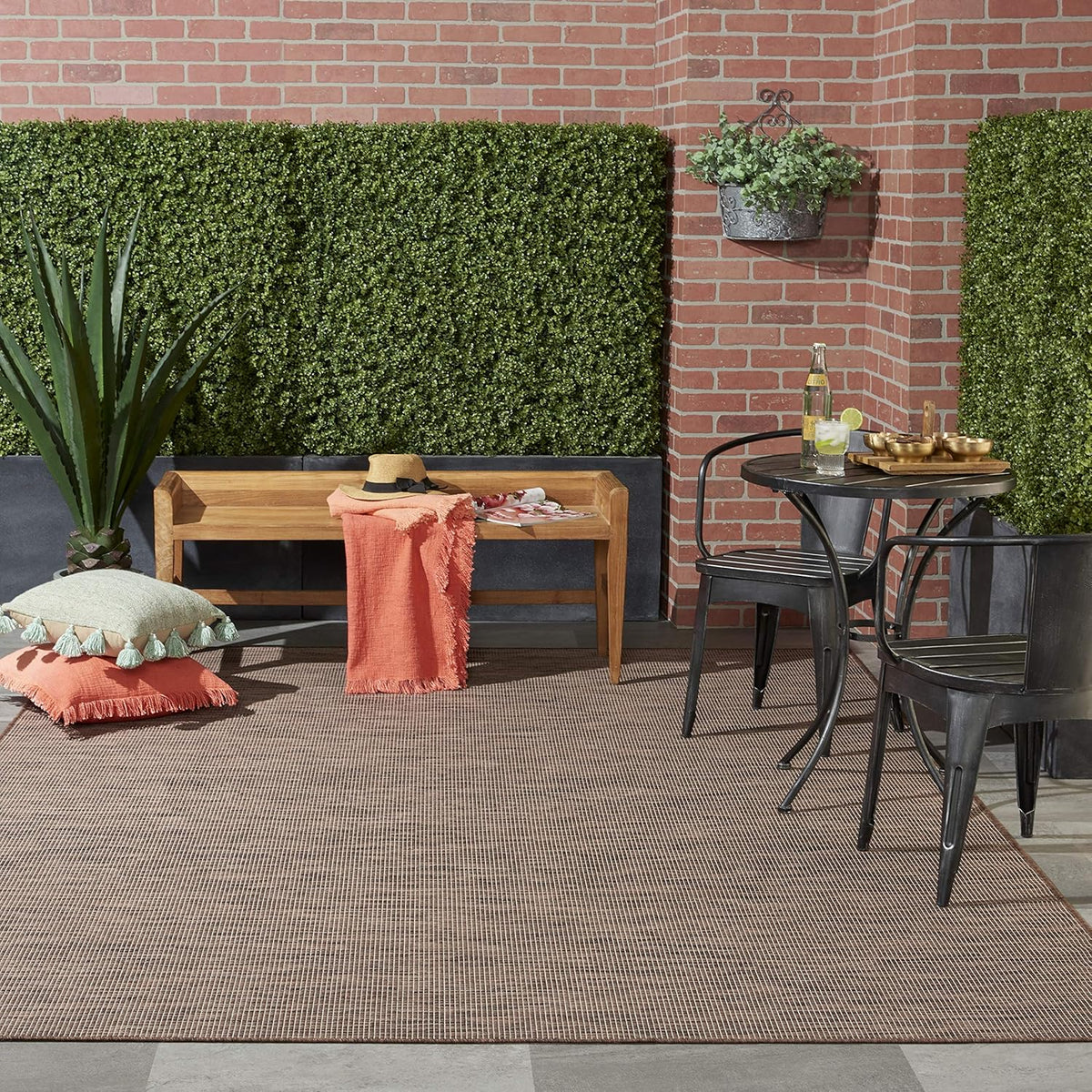 Nourison Positano Indoor-Outdoor Natural 9' x 12' Area Rug, Easy Cleaning, Non Shedding, Bed Room, Living Room, Dining Room, Backyard, Deck, Patio (9x12)