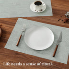 Leetaltree Mint Cream Placemats Set of 6 - Heat Resistant Non-Slip Place mats for Dining Table, Washable Durable PVC Vinyl Woven Table Mats（Mint Cream, 6）