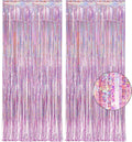 Pink Tinsel Curtain Party Backdrop - GREATRIL Foil Fringe Curtain Lilac Pink Party Streamers for Birthday Girl Princess Bachelorette Euphoria Taylor Themed Party Decorations - 2 Packs