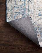 Loloi Layla Collection LAY-07 Blue/Tangerine 2'-6" x 9'-6" .13" Thick Runner Rug, Soft, Durable, Vintage Inspired, Distressed, Low Pile, Non-Shedding, Easy Clean, Printed, Living Room Rug