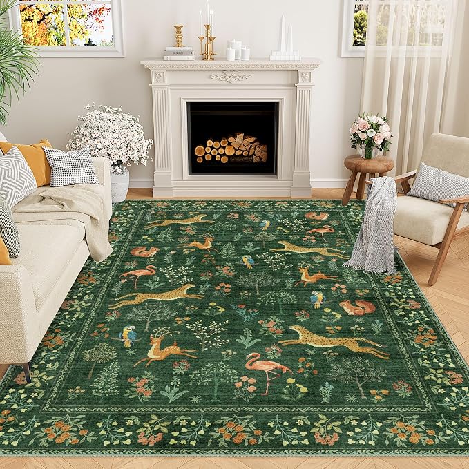 DUKINO 9x12 Area Rug for Living Room, Washable Animal Rug Non Slip, Non-Shedding by DUKINO