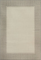 nuLOOM 4' x 6' Outdoor Area Rug, Casual Design with Striped Border, Stain Resistant, Highly Durable, for Patio, Balcony, Bedroom, Living Room, Dining Room, Bathroom, Light Grey