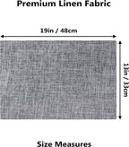Demetex Grey Textured Linen Placemats Set of 8 Classic Place Mats Heat Resistant Cloth Table Placemat for Dinner Gathering Buffet, 13x19 inch, Ash Grey