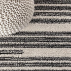 JONATHAN Y Khalil Modern Berber Stripe Cream/Black 8x8 Square Indoor Area Rug - Image 4