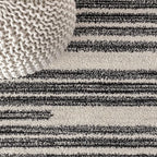 JONATHAN Y Khalil Modern Berber Stripe Cream/Black 3' Round Indoor Area Rug - Image 4