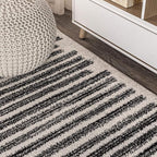JONATHAN Y Khalil Modern Berber Stripe Cream/Black 3' Round Indoor Area Rug - Image 5