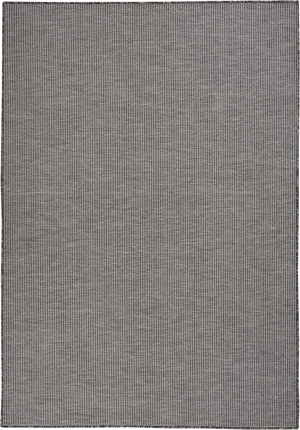 Nourison Positano Indoor-Outdoor Charcoal 4' x 6' Area Rug, Easy Cleaning, Non Shedding, Bed Room, Living Room, Dining Room, Backyard, Deck, Patio (4x6)