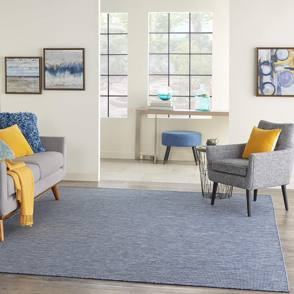 Nourison Positano Indoor/Outdoor Navy Blue 2'2" x 10' Area Rug, Easy Cleaning, Non Shedding, Bed Room, Living Room, Dining Room, Backyard, Deck, Patio (2x10)