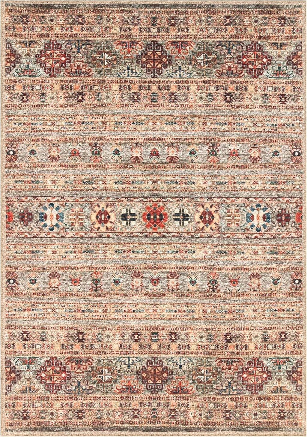 Keen Home Design 6x9 Rug - Machine Washable Area Rug with Non-Slip Backing, Ideal for Living Room, Dining Room, Bedroom - Vintage, Easy Clean, Durable, Low Pile Rug - (6' x 9')