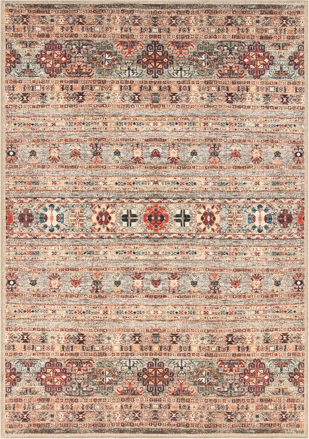 Keen Home Design 9x12 Rug - Machine Washable Area Rug with Non-Slip Backing, Ideal for Living Room, Dining Room, Bedroom - Vintage, Easy Clean, Durable, Low Pile Rug - (9' x 12')