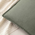 MIULEE Decorative Linen Pillow Covers 20x20 Inch Olive Green | Boho Farmhouse​ - Image 2