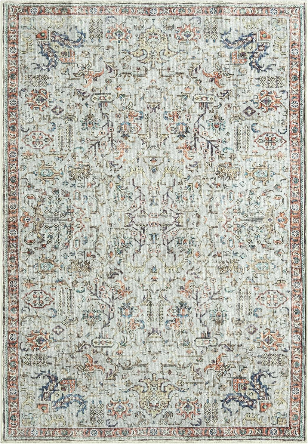 Keen Home Design 6x9 Rug - Machine Washable Area Rug with Non-Slip Backing, Ideal for Living Room, Dining Room, Bedroom - Vintage, Easy Clean, Durable, Low Pile Rug - (6' x 9')