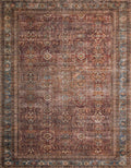Loloi Layla Collection LAY-01 Brick/Blue 2'-3" x 3'-9" .13" Thick Accent Rug, Soft, Durable, Vintage Inspired, Distressed, Low Pile, Non-Shedding, Easy Clean, Printed, Living Room Rug
